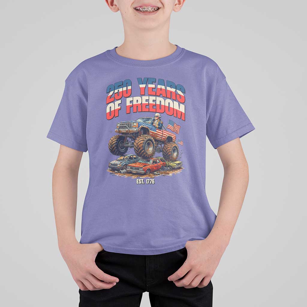 Funny George Washington Monster Truck T Shirt For Kid America 250th Anniversary
