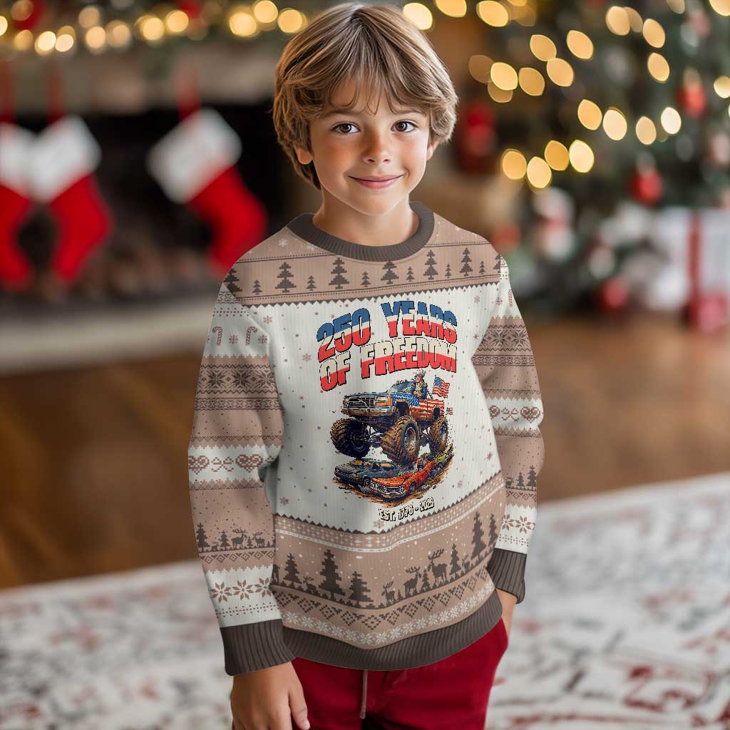 Funny George Washington Monster Truck Ugly Christmas Sweater America 250th Anniversary