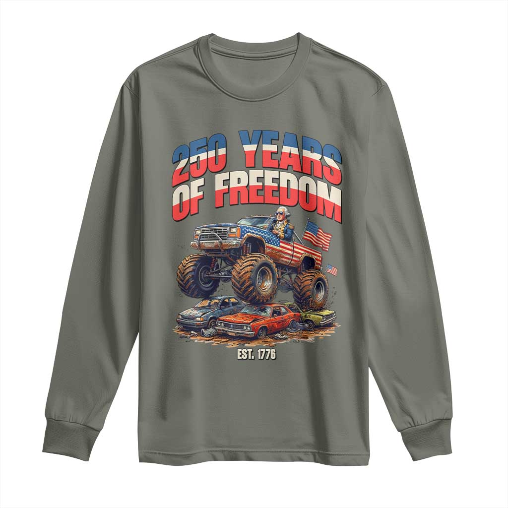 Funny George Washington Monster Truck Long Sleeve Shirt America 250th Anniversary