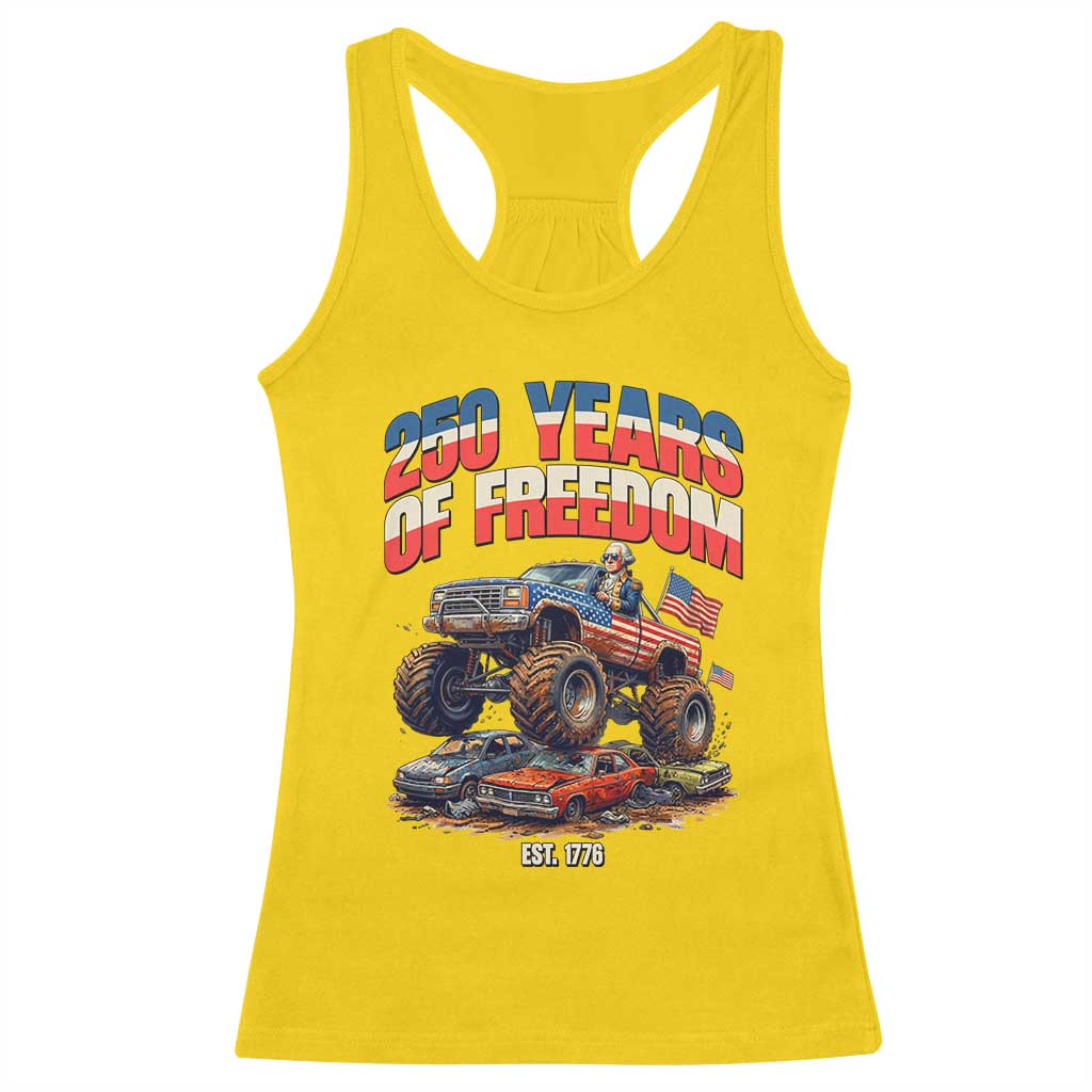 Funny George Washington Monster Truck Racerback Tank Top America 250th Anniversary