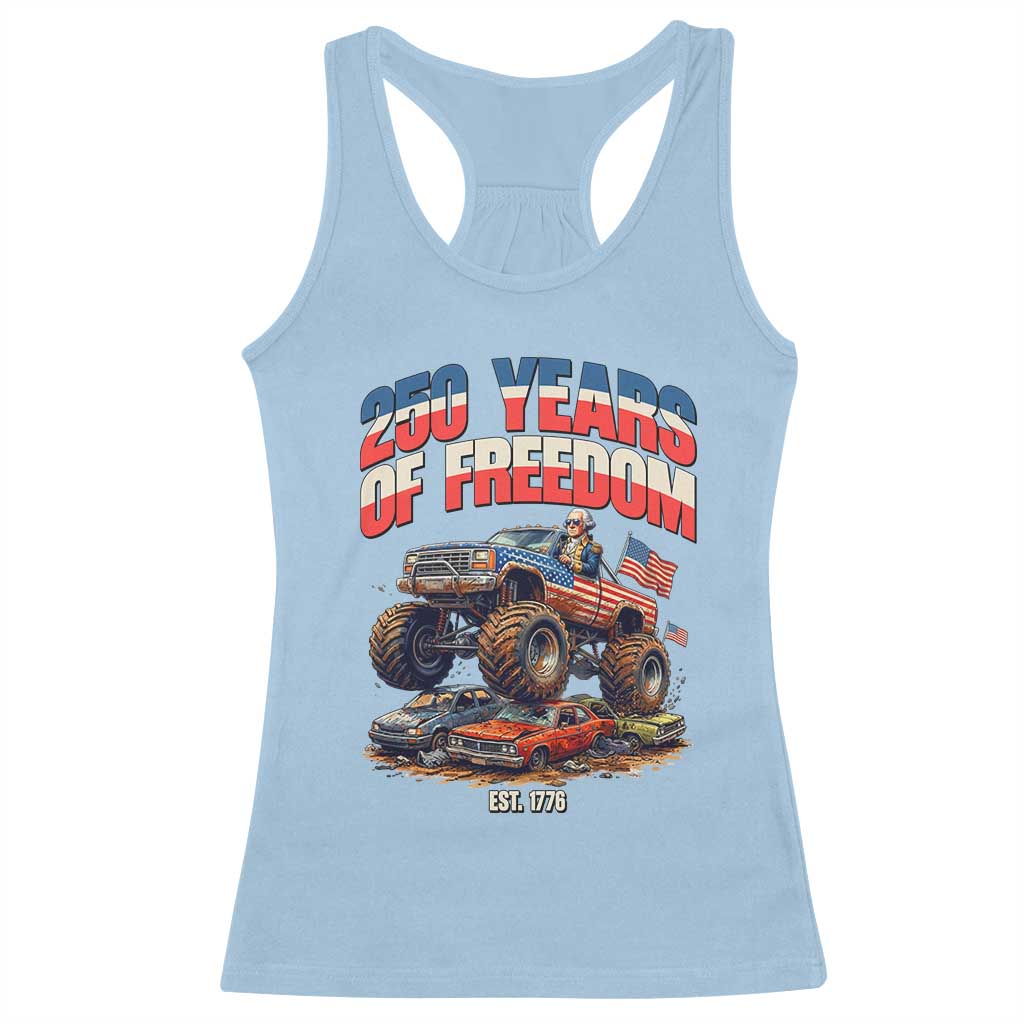 Funny George Washington Monster Truck Racerback Tank Top America 250th Anniversary