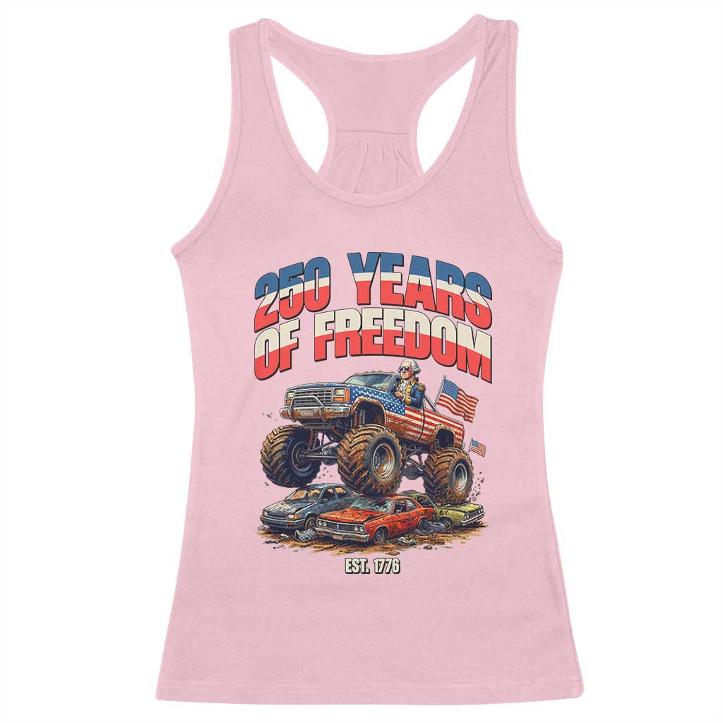 Funny George Washington Monster Truck Racerback Tank Top America 250th Anniversary