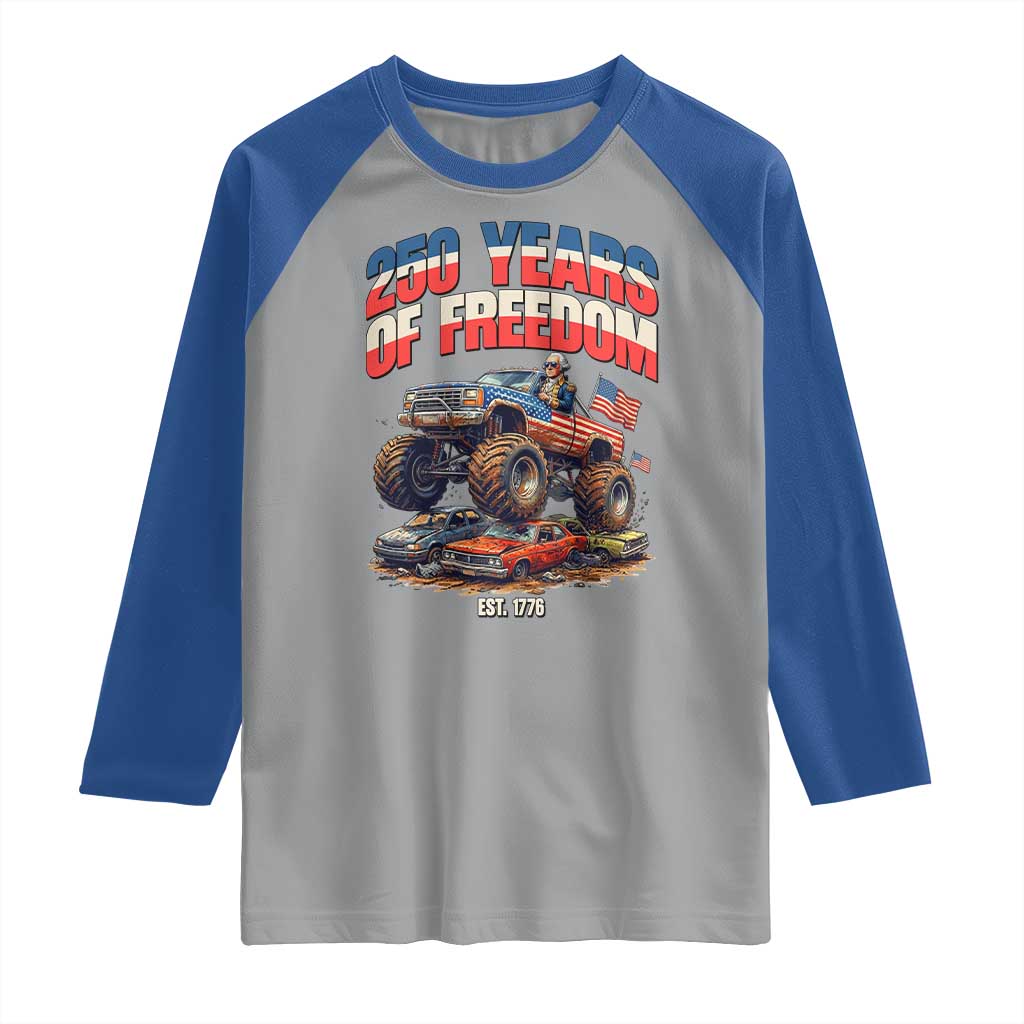 Funny George Washington Monster Truck Raglan Shirt America 250th Anniversary