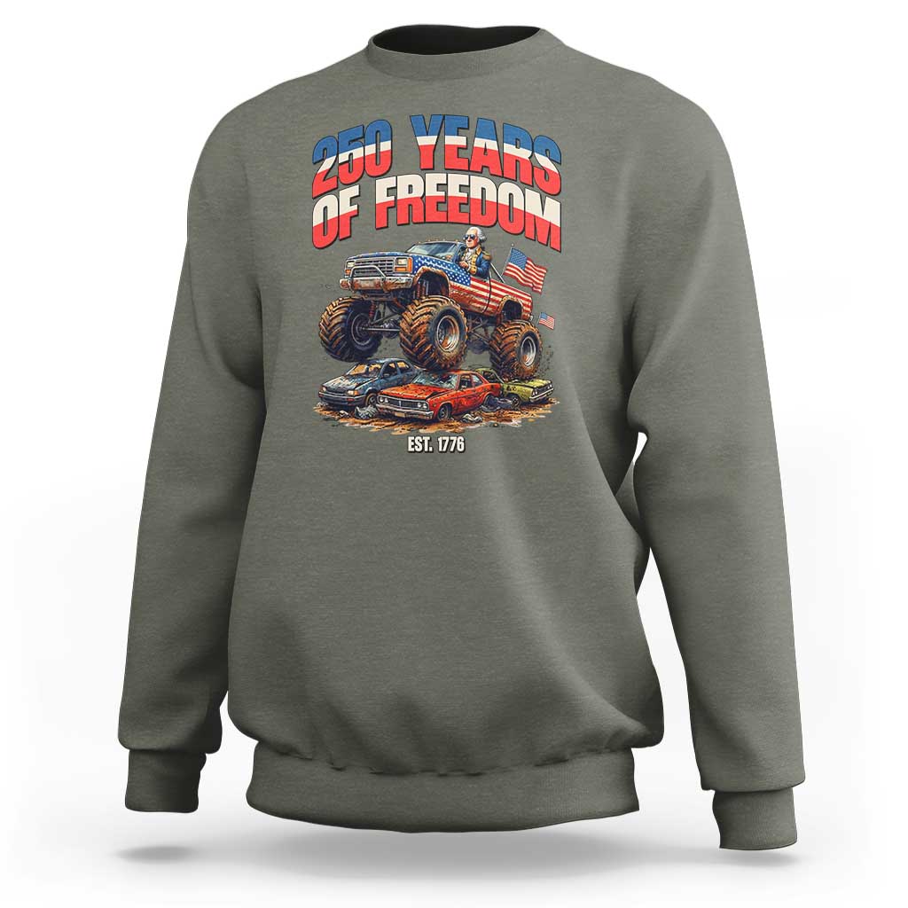 Funny George Washington Monster Truck Sweatshirt America 250th Anniversary