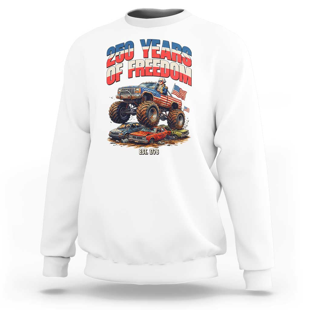 Funny George Washington Monster Truck Sweatshirt America 250th Anniversary