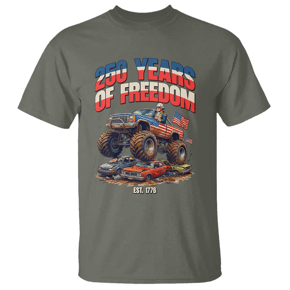 Funny George Washington Monster Truck T Shirt America 250th Anniversary
