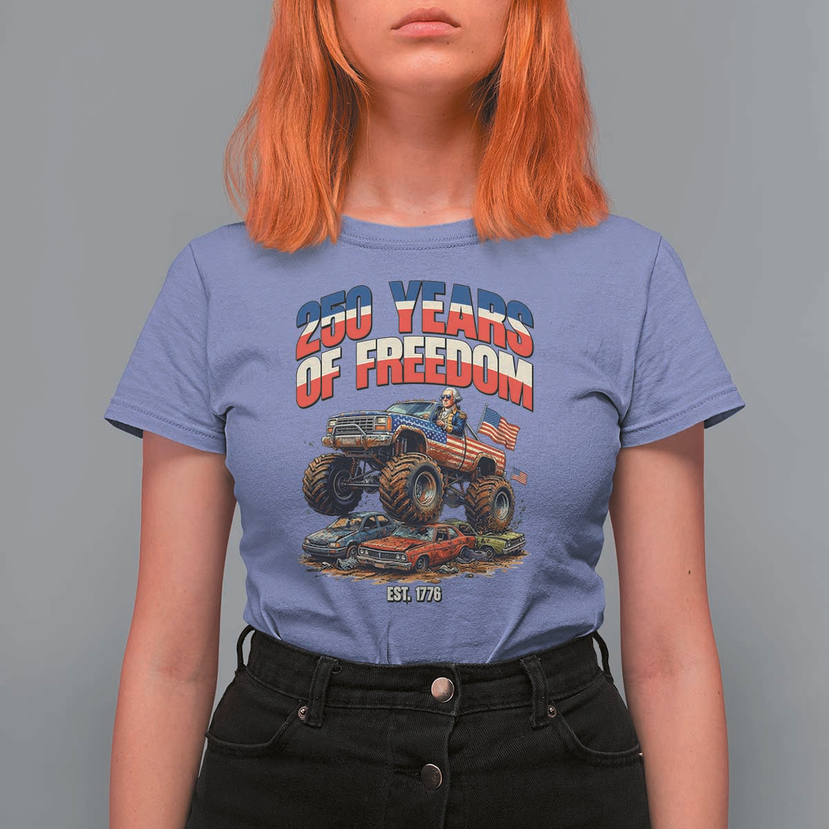Funny George Washington Monster Truck T Shirt For Women America 250th Anniversary