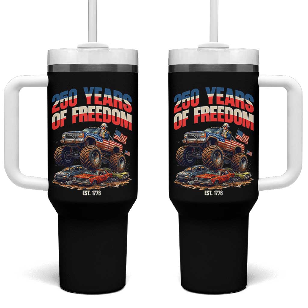 Funny George Washington Monster Truck Tumbler With Handle America 250th Anniversary