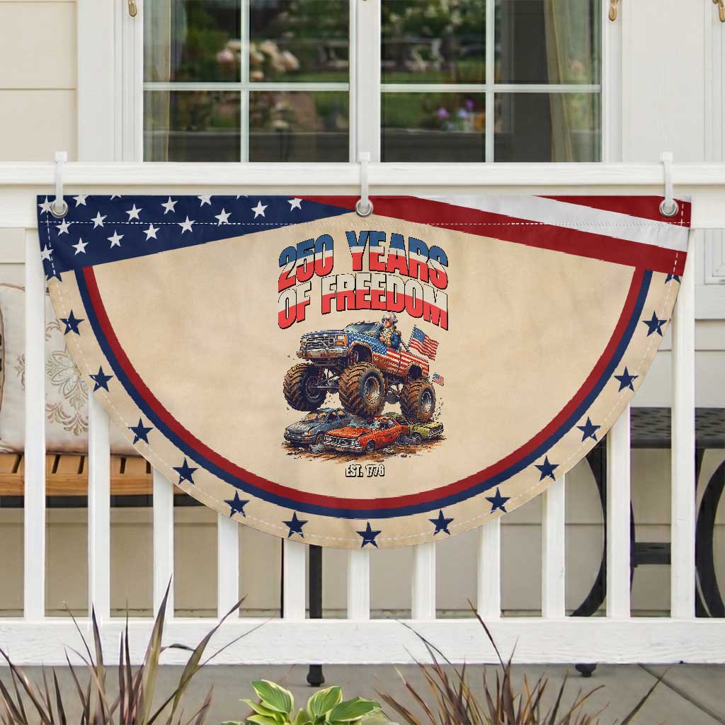 Funny George Washington Monster Truck Patriotic Fan Flag USA 250th Anniversary