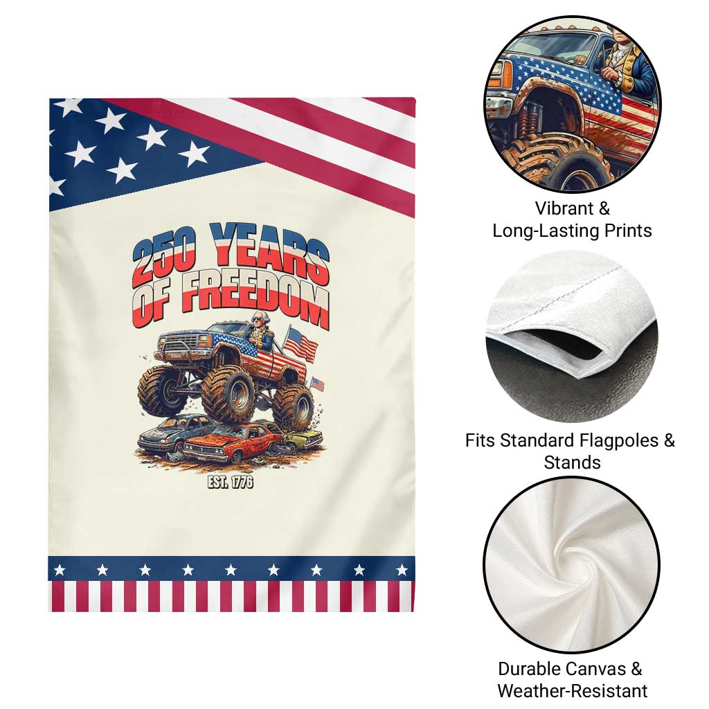 Funny George Washington Monster Truck Garden Flag America 250th Anniversary