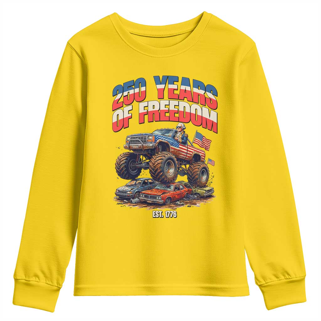 Funny George Washington Monster Truck Youth Sweatshirt America 250th Anniversary