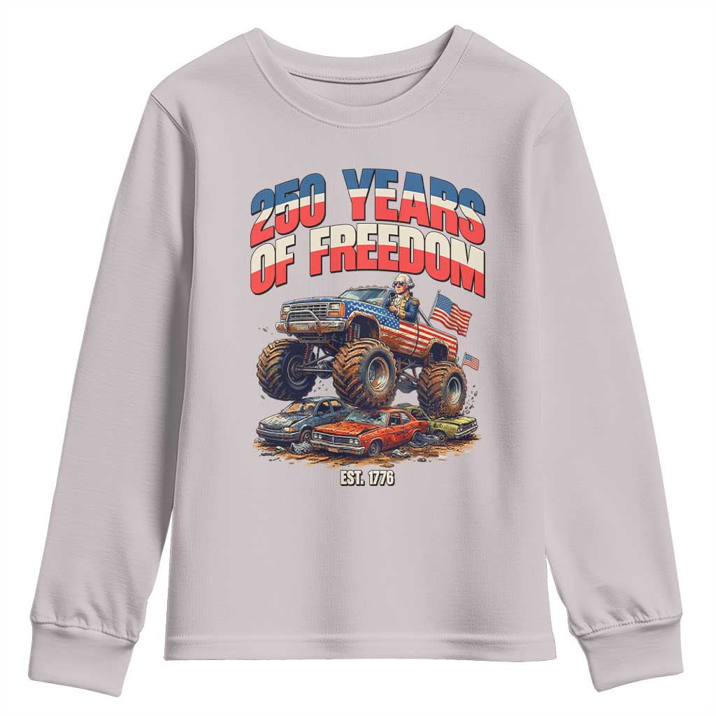 Funny George Washington Monster Truck Youth Sweatshirt America 250th Anniversary