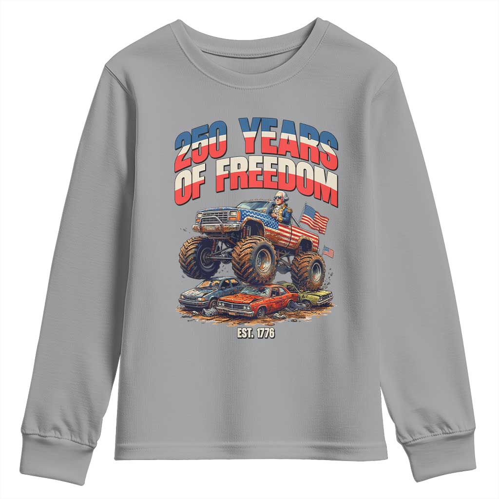 Funny George Washington Monster Truck Youth Sweatshirt America 250th Anniversary