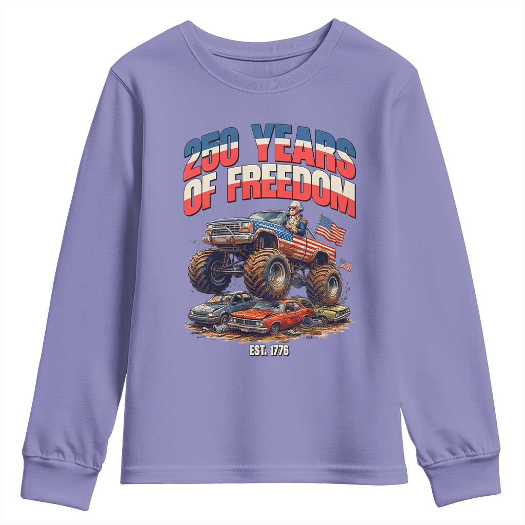 Funny George Washington Monster Truck Youth Sweatshirt America 250th Anniversary