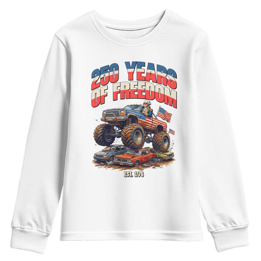 Funny George Washington Monster Truck Youth Sweatshirt America 250th Anniversary
