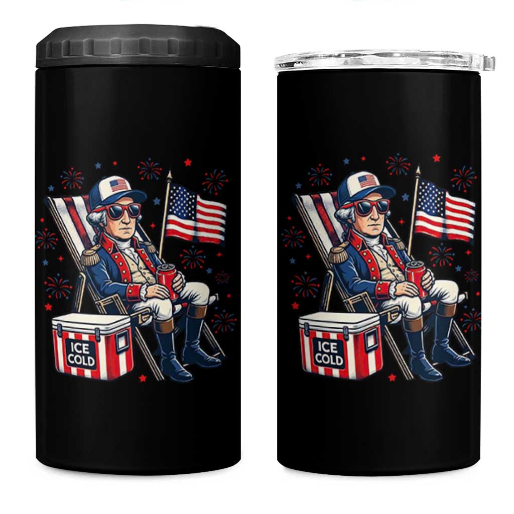 Proud American George Washington Patriotic 4 in 1 Can Cooler Tumbler