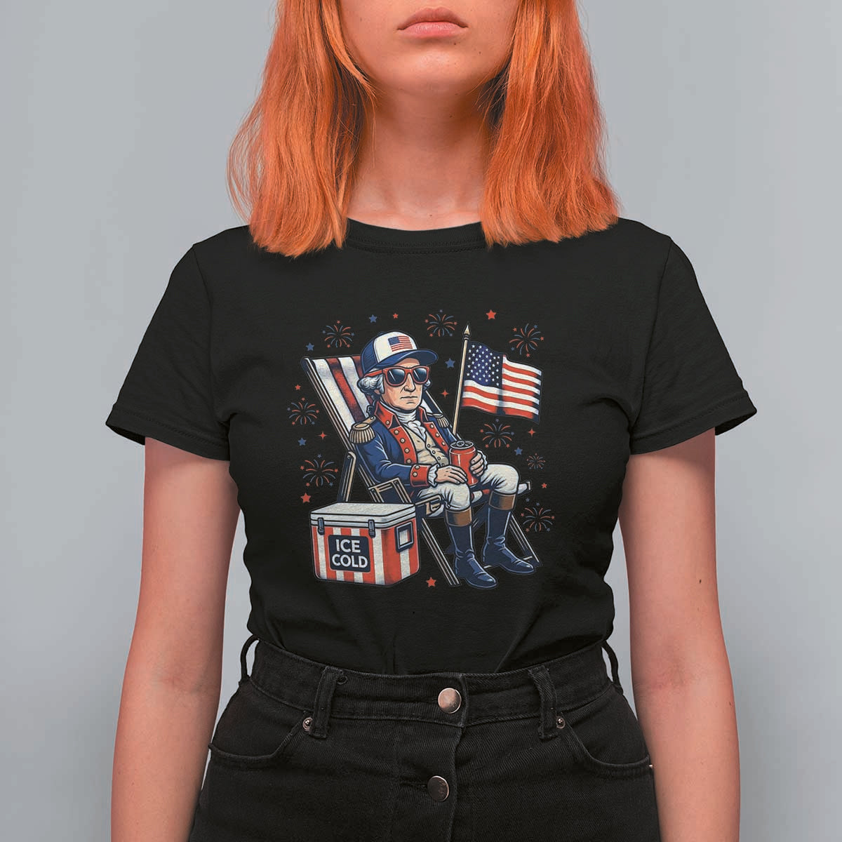 Proud American George Washington Patriotic T Shirt For Women