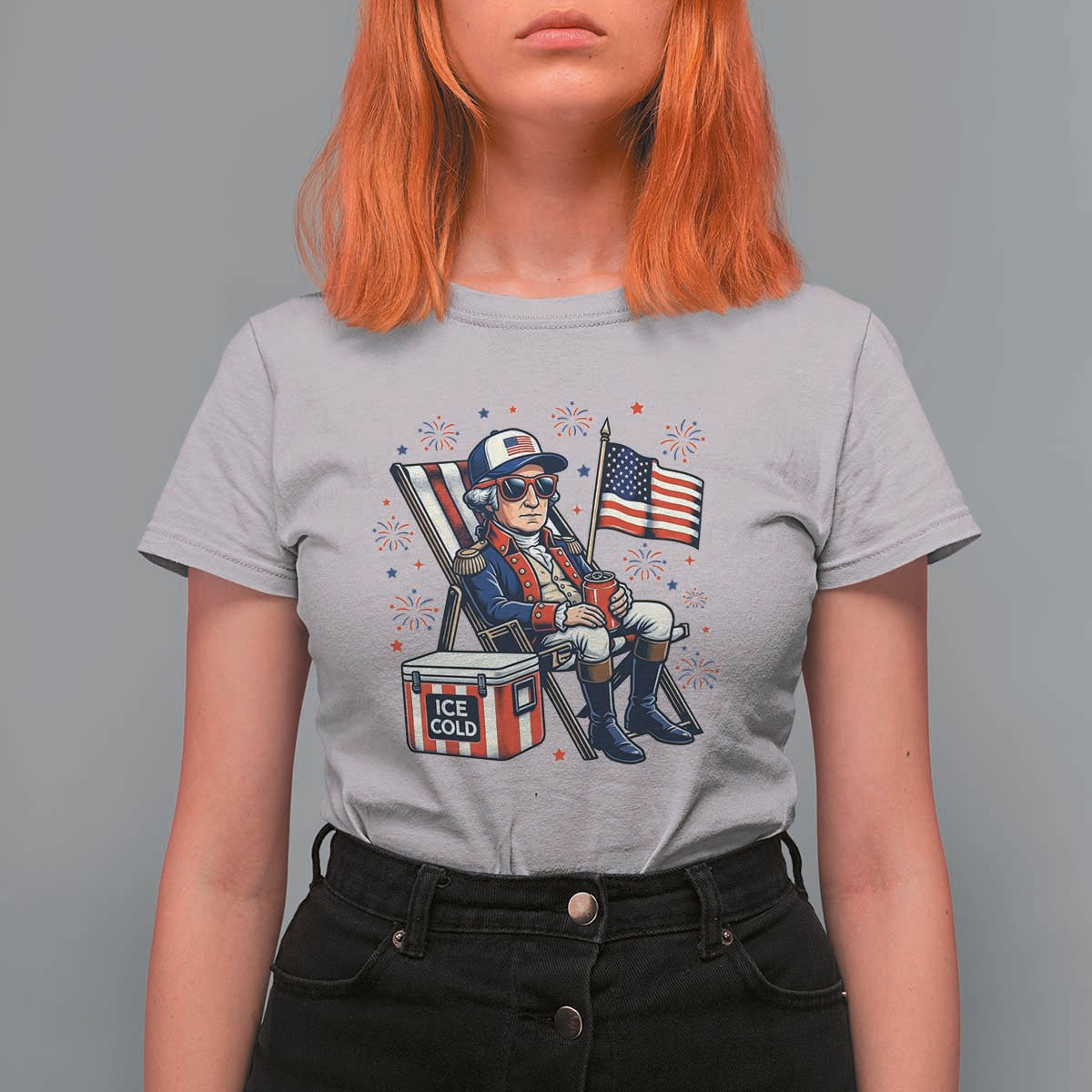 Proud American George Washington Patriotic T Shirt For Women