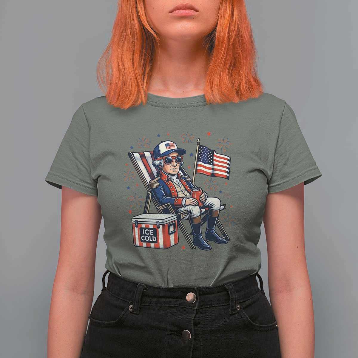 Proud American George Washington Patriotic T Shirt For Women