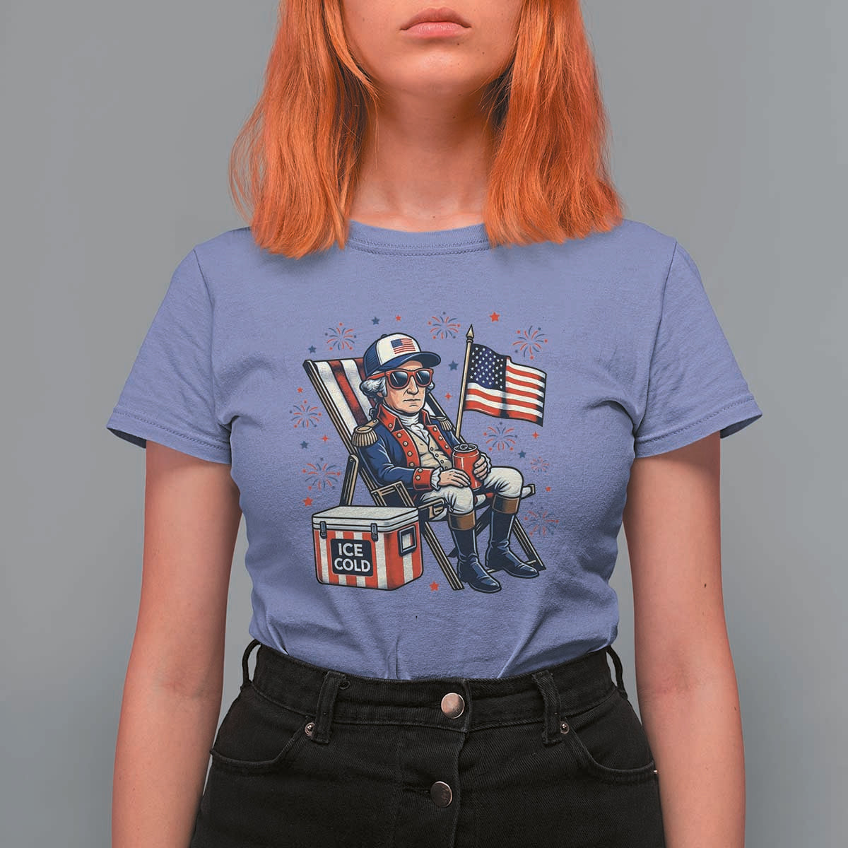 Proud American George Washington Patriotic T Shirt For Women