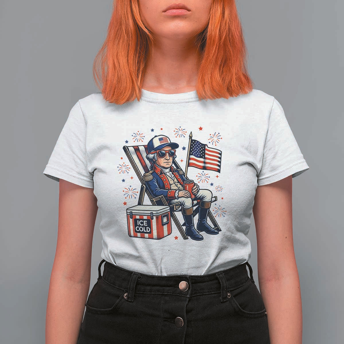 Proud American George Washington Patriotic T Shirt For Women