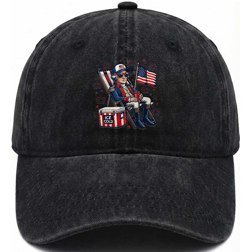 Proud American George Washington Patriotic Washed Cotton Baseball Cap