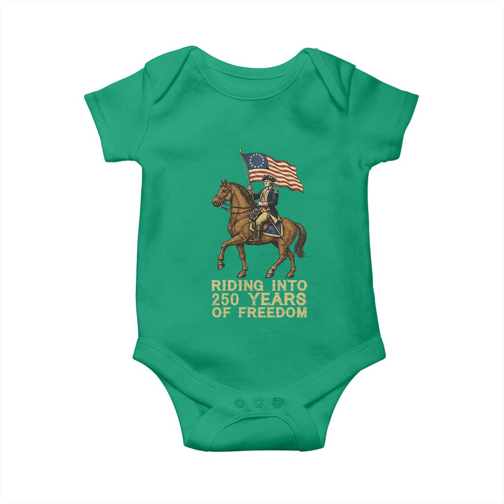 George Washington Baby Onesie Riding Into 250 Years Of Freedom