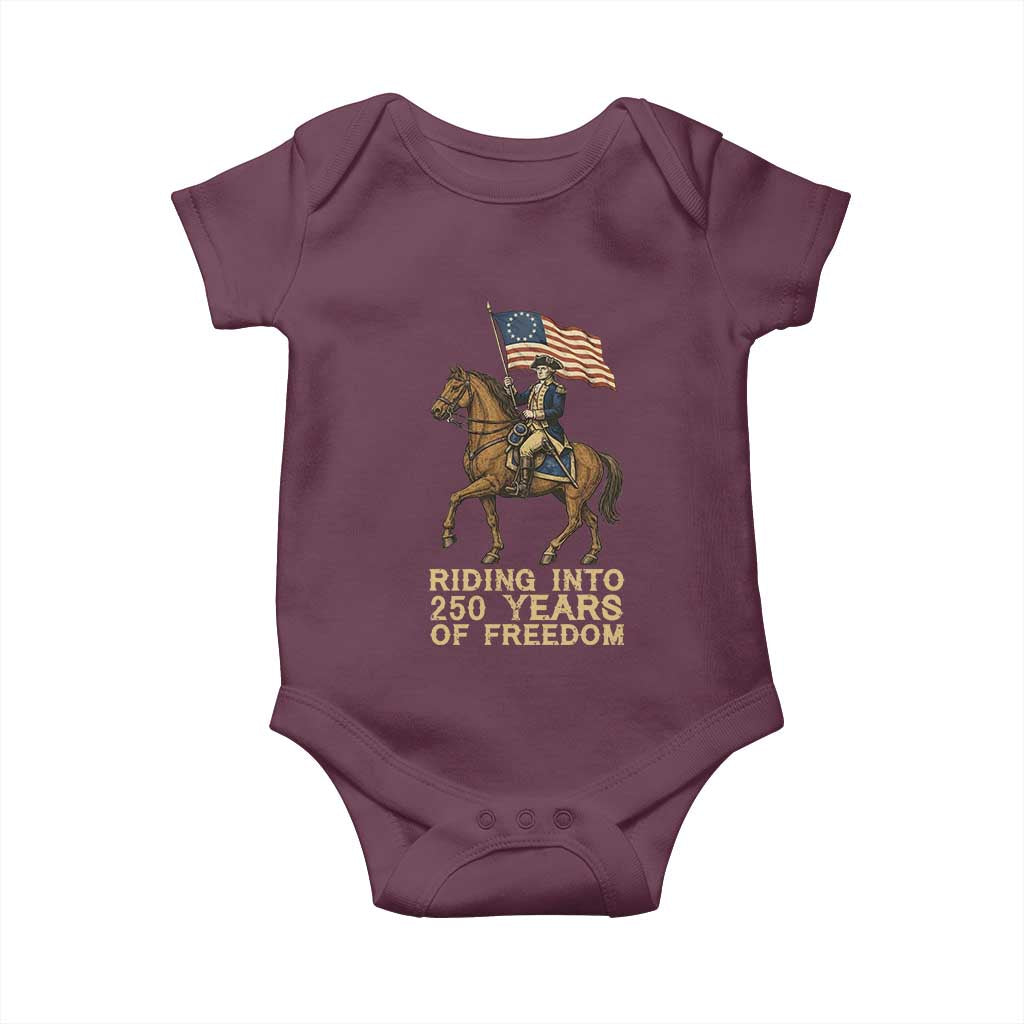 George Washington Baby Onesie Riding Into 250 Years Of Freedom
