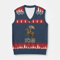 George Washington V-Neck Knit Sweater Vest Riding Into 250 Years Of Freedom