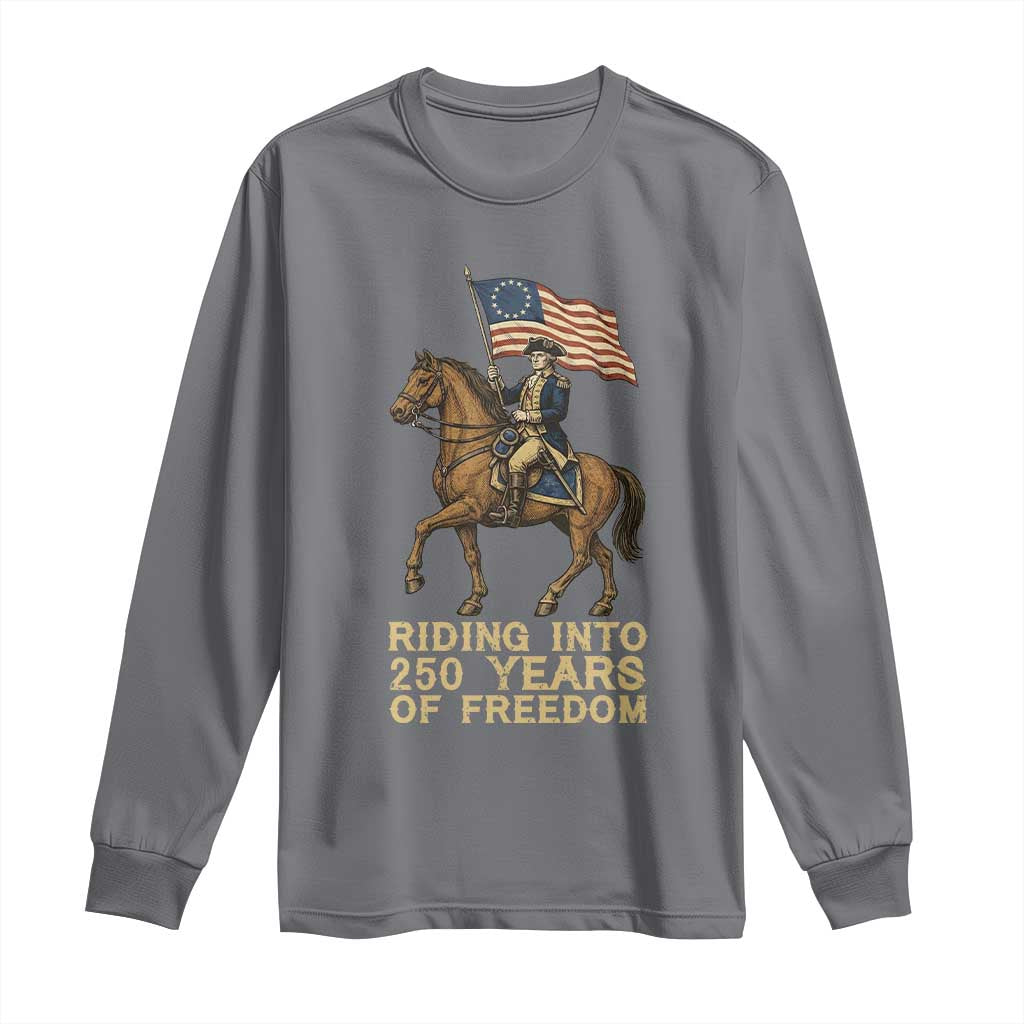 George Washington Long Sleeve Shirt Riding Into 250 Years Of Freedom