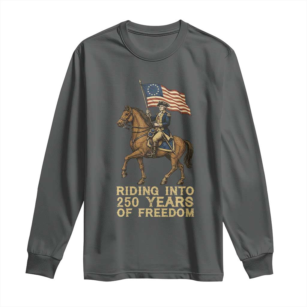 George Washington Long Sleeve Shirt Riding Into 250 Years Of Freedom