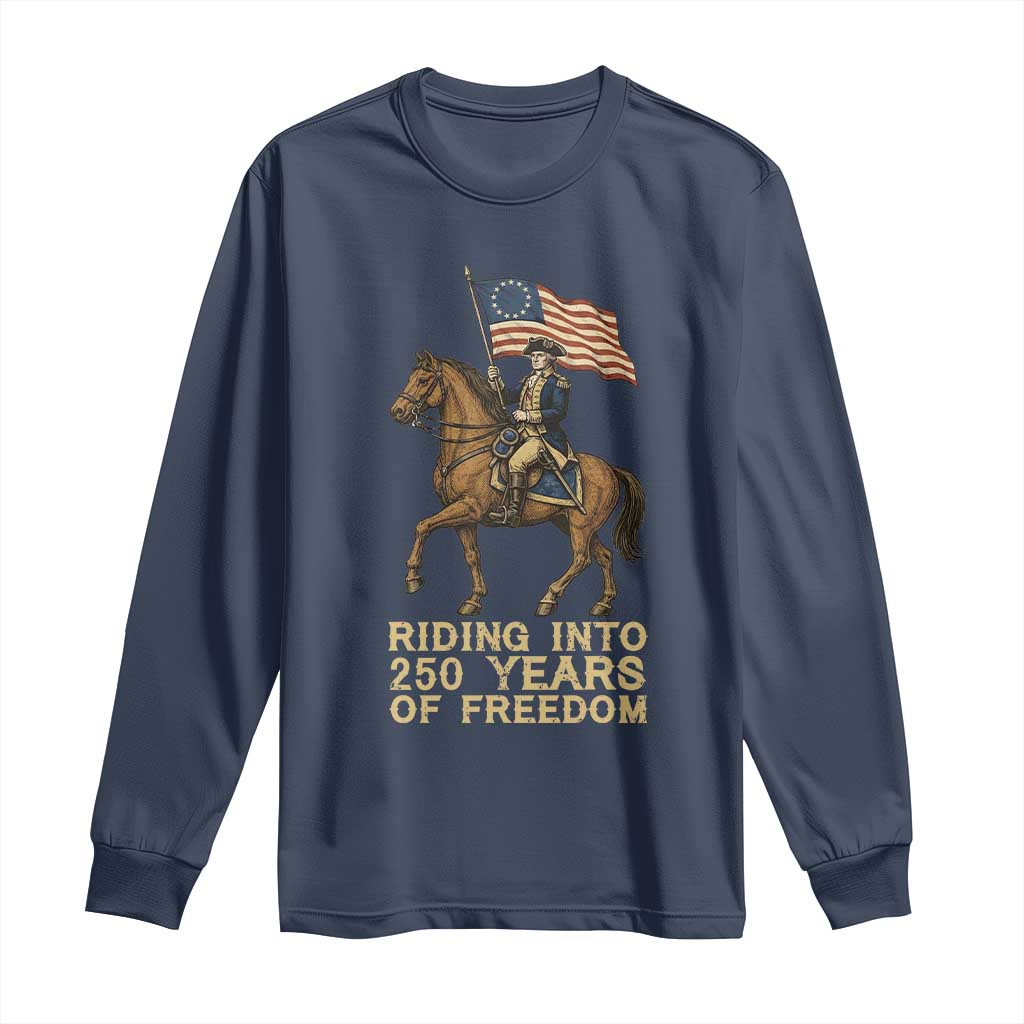 George Washington Long Sleeve Shirt Riding Into 250 Years Of Freedom