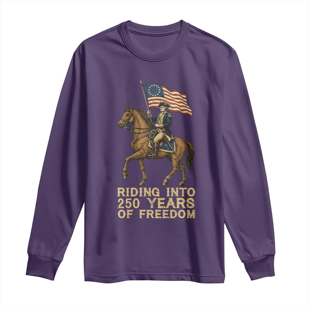 George Washington Long Sleeve Shirt Riding Into 250 Years Of Freedom