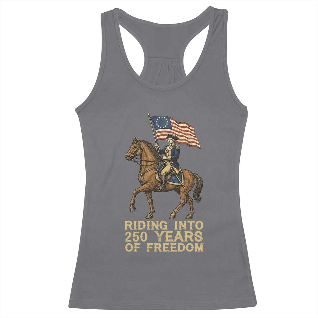 George Washington Racerback Tank Top Riding Into 250 Years Of Freedom