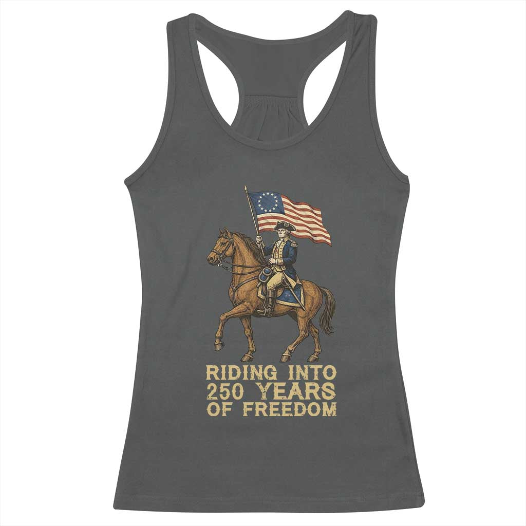 George Washington Racerback Tank Top Riding Into 250 Years Of Freedom
