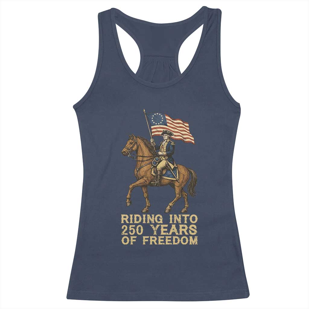 George Washington Racerback Tank Top Riding Into 250 Years Of Freedom