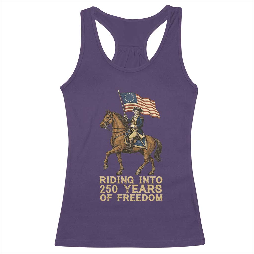 George Washington Racerback Tank Top Riding Into 250 Years Of Freedom
