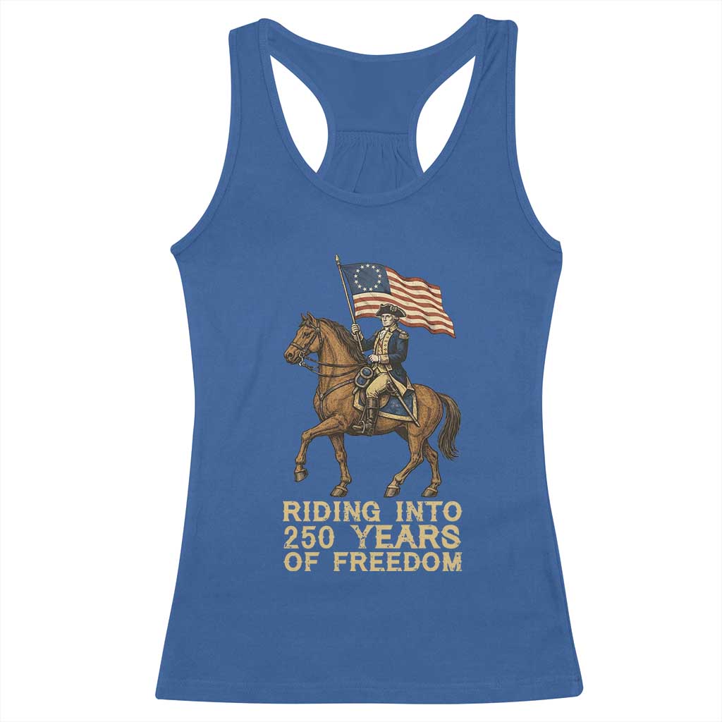 George Washington Racerback Tank Top Riding Into 250 Years Of Freedom