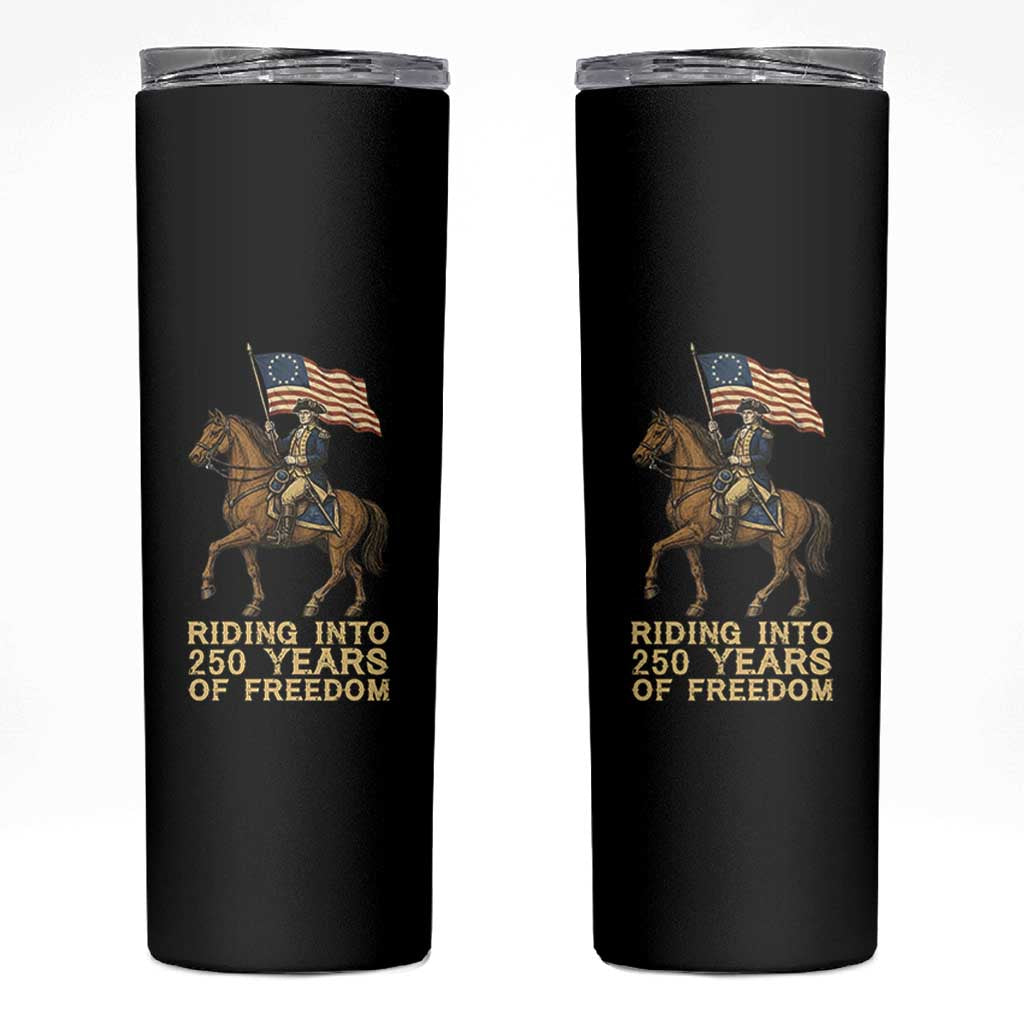 George Washington Skinny Tumbler Riding Into 250 Years Of Freedom