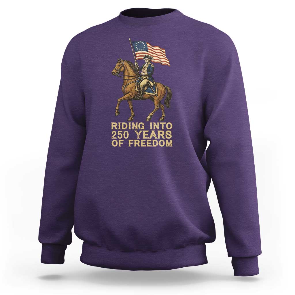 George Washington Sweatshirt Riding Into 250 Years Of Freedom