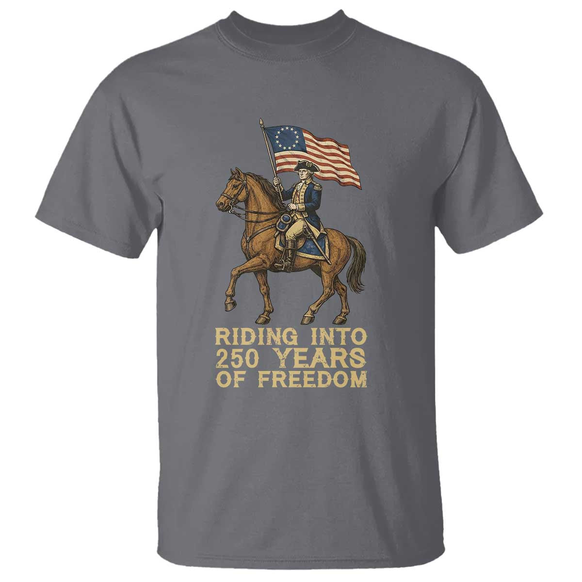 George Washington T Shirt Riding Into 250 Years Of Freedom
