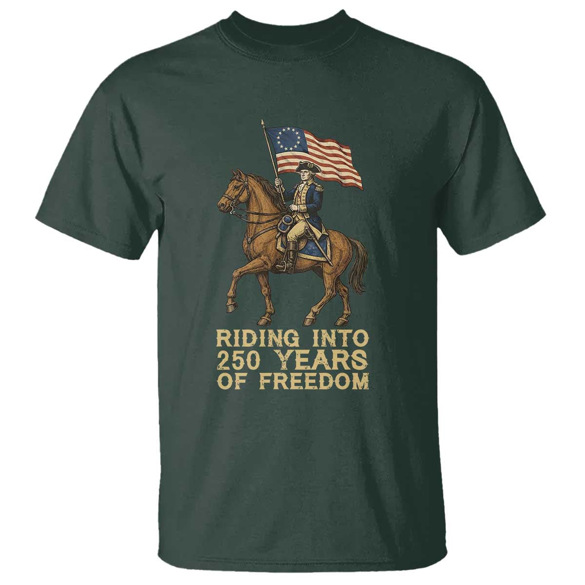 George Washington T Shirt Riding Into 250 Years Of Freedom