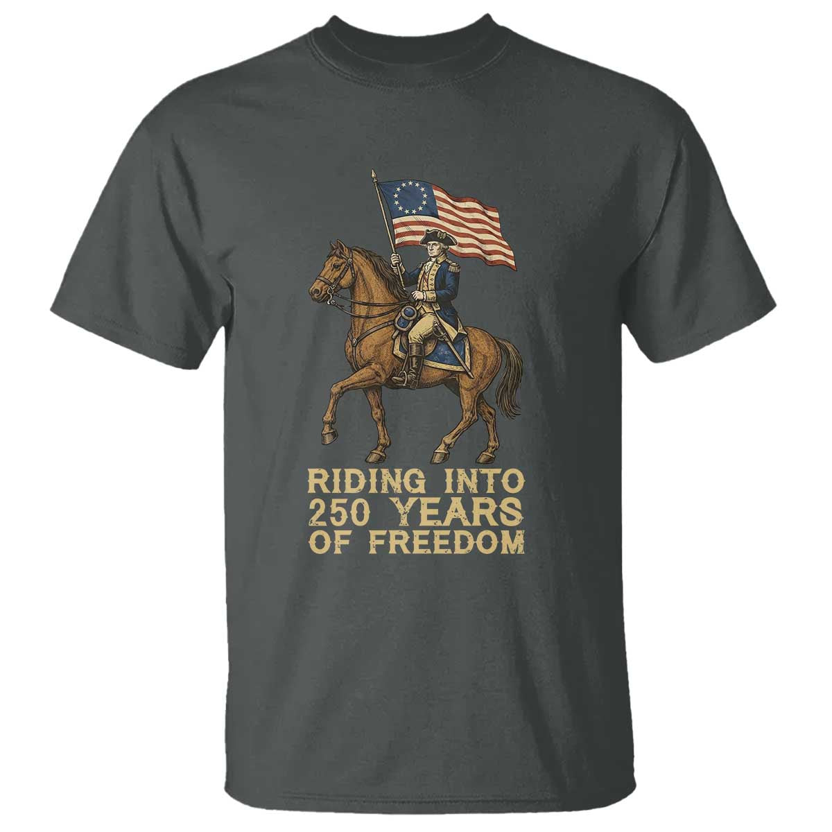 George Washington T Shirt Riding Into 250 Years Of Freedom