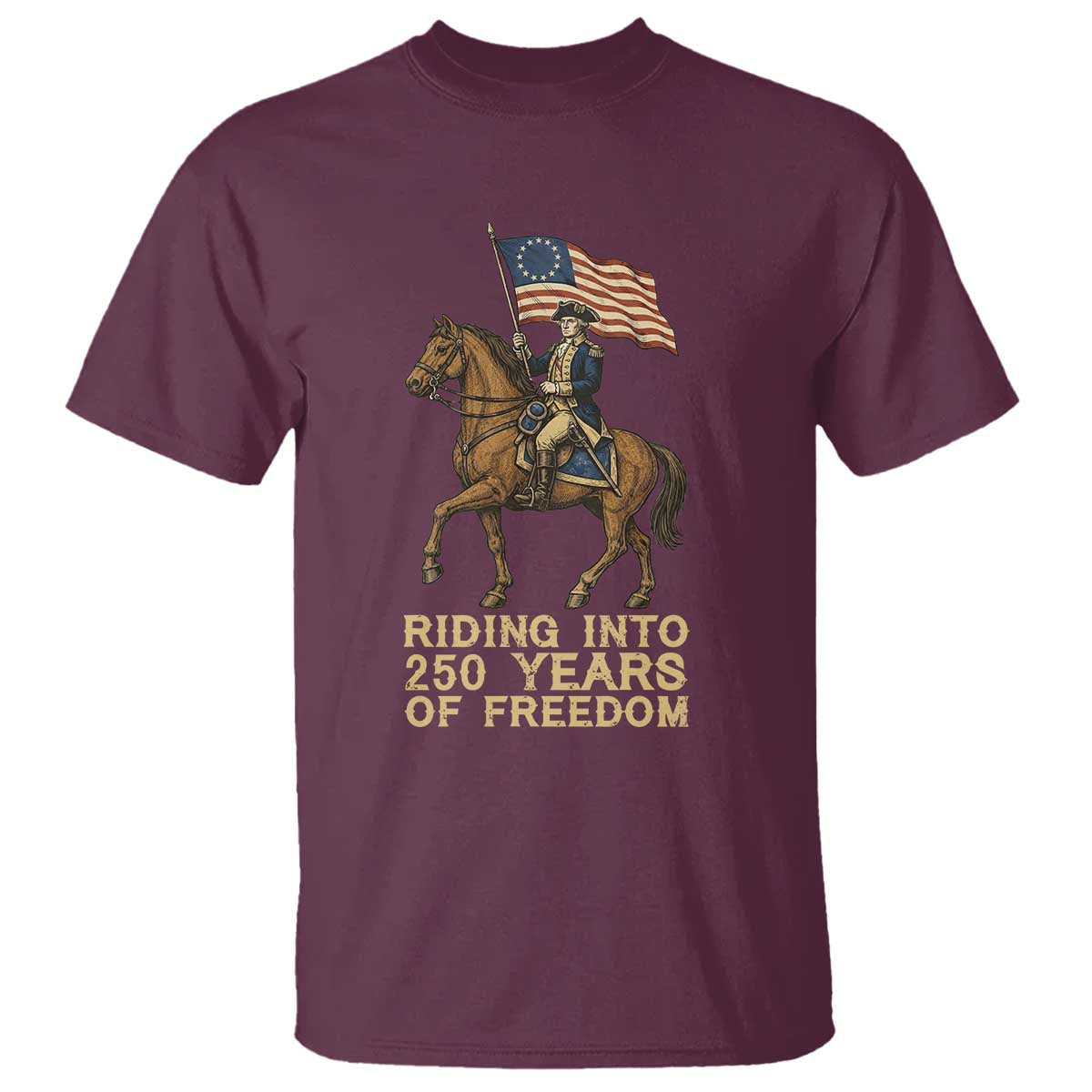George Washington T Shirt Riding Into 250 Years Of Freedom