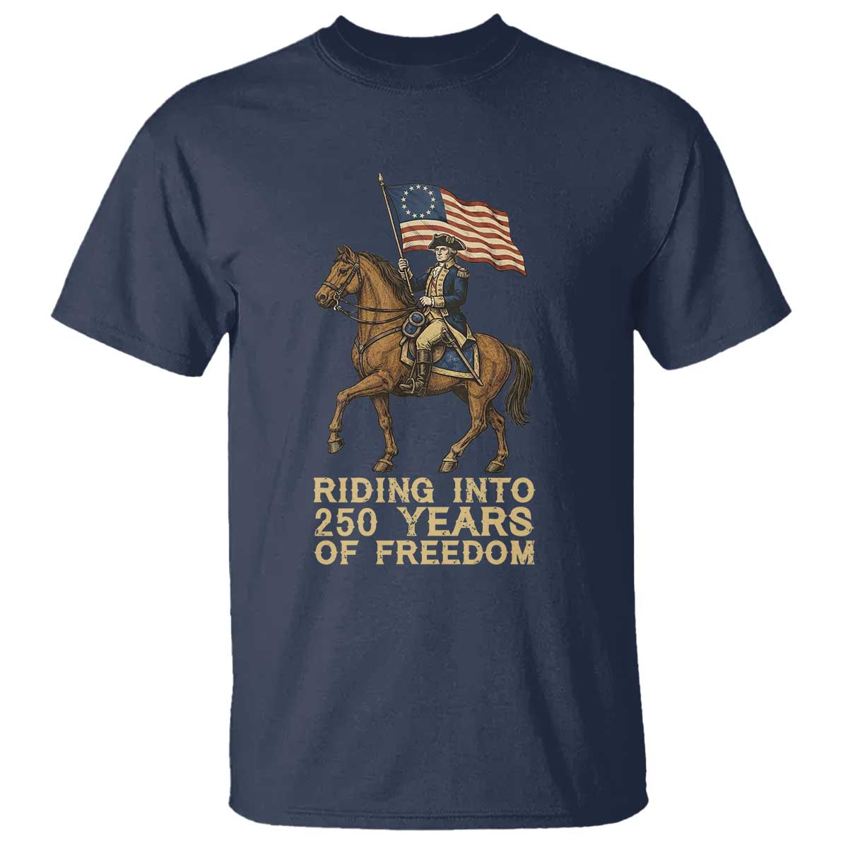George Washington T Shirt Riding Into 250 Years Of Freedom