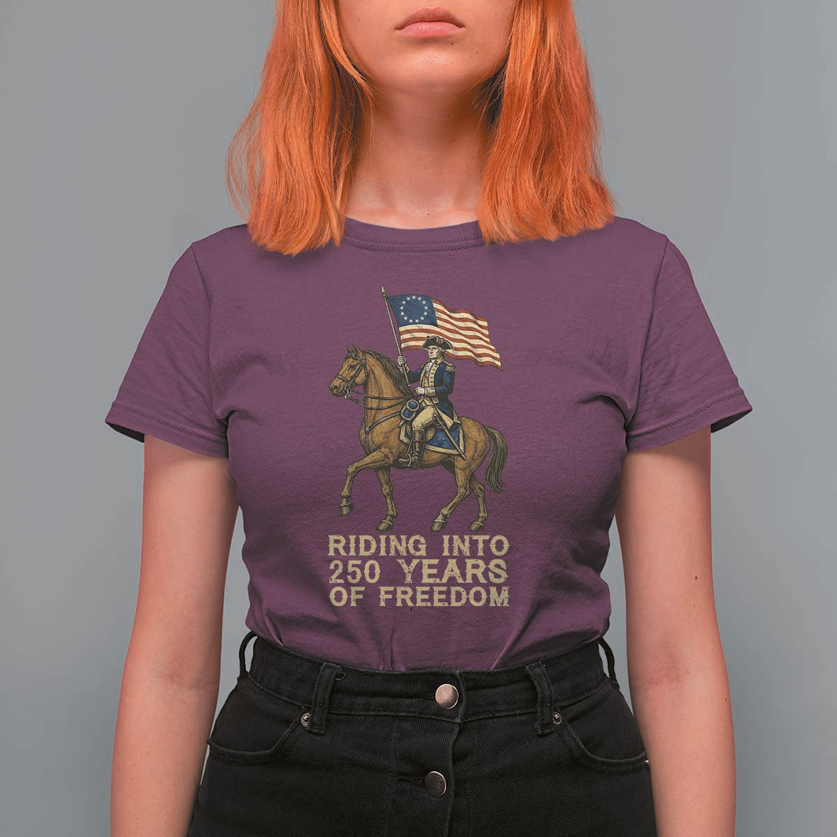 George Washington T Shirt For Women Riding Into 250 Years Of Freedom
