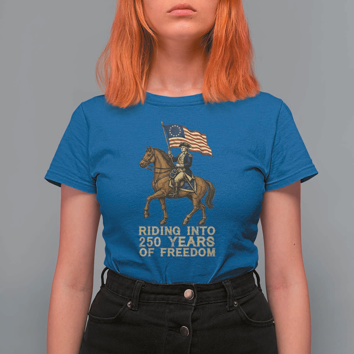 George Washington T Shirt For Women Riding Into 250 Years Of Freedom