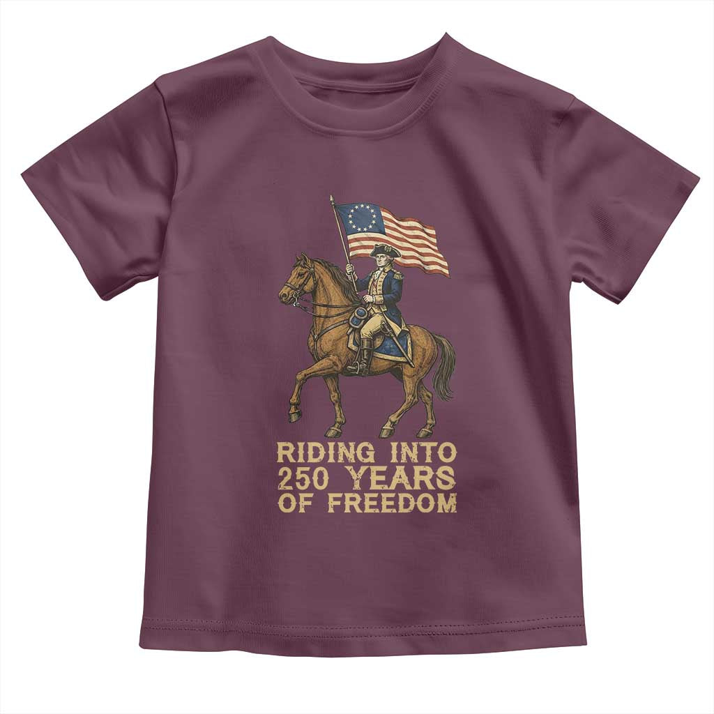 George Washington Toddler T Shirt Riding Into 250 Years Of Freedom