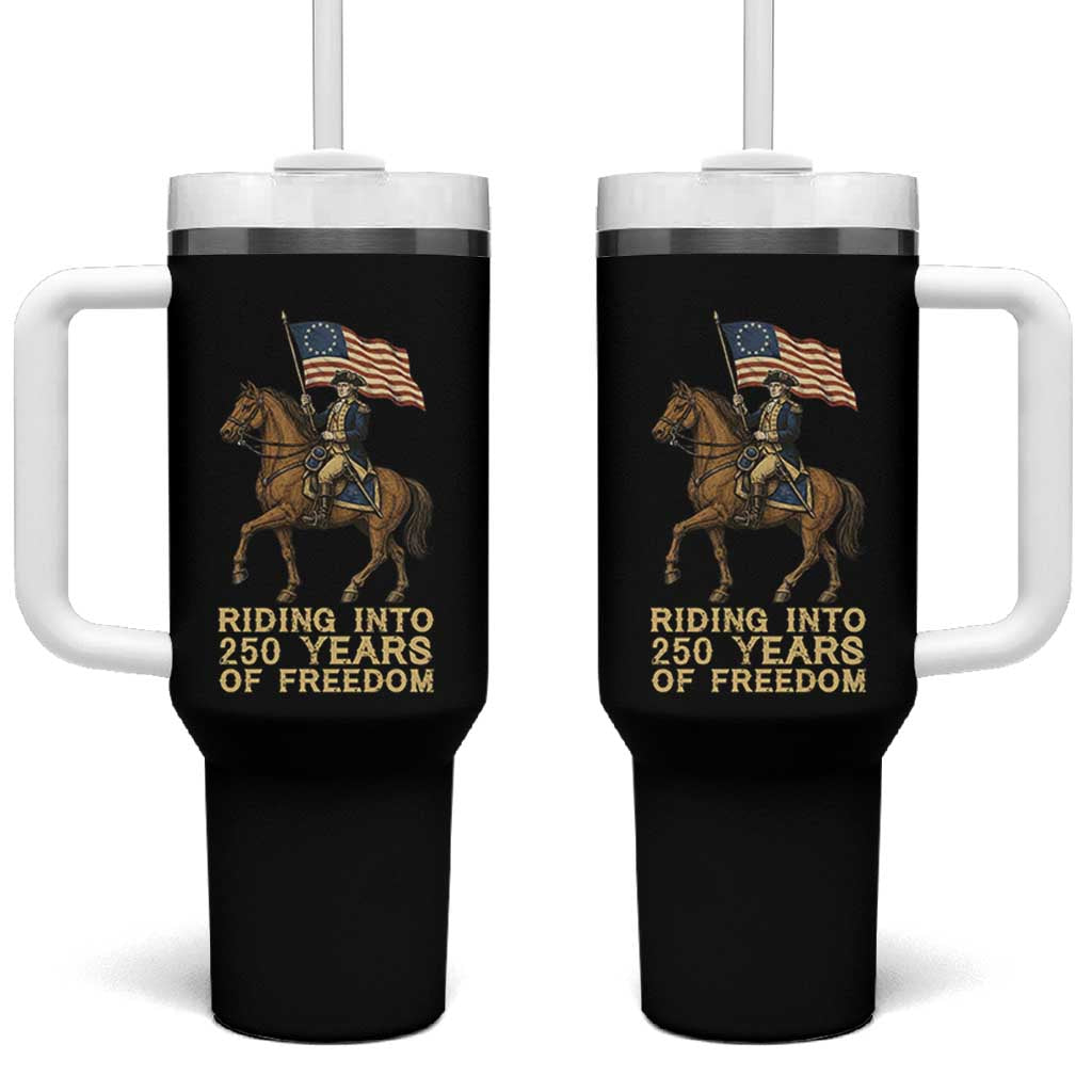 George Washington Tumbler With Handle Riding Into 250 Years Of Freedom