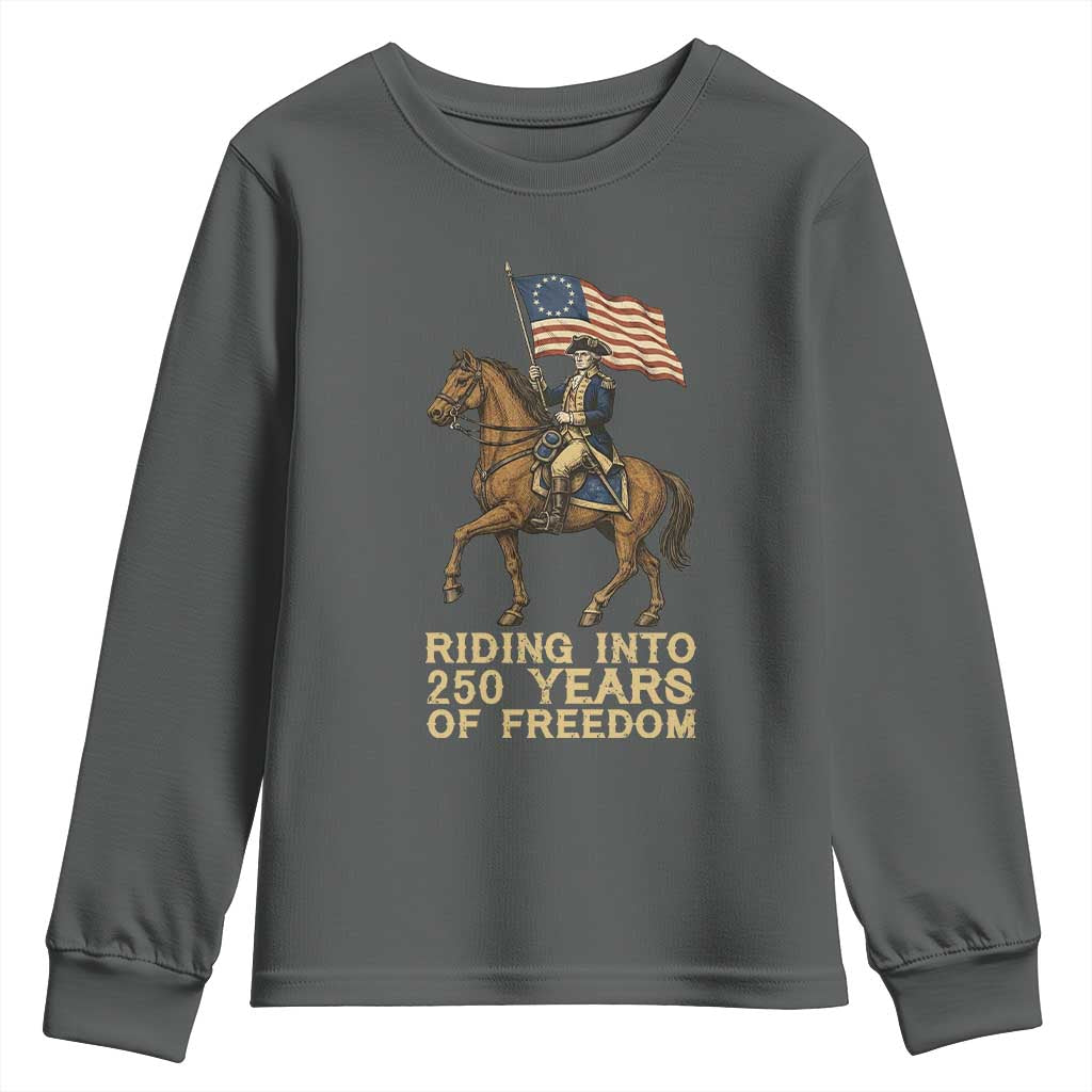George Washington Youth Sweatshirt Riding Into 250 Years Of Freedom